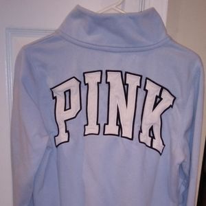 Pink Victoria's Secret Women's Quarter Zip Logo Sweatshirt